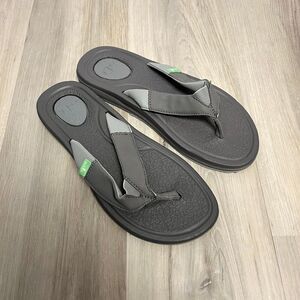 Sanuk Flip Flops Women’s 7 Gray Yoga Mat Slip On Sandals